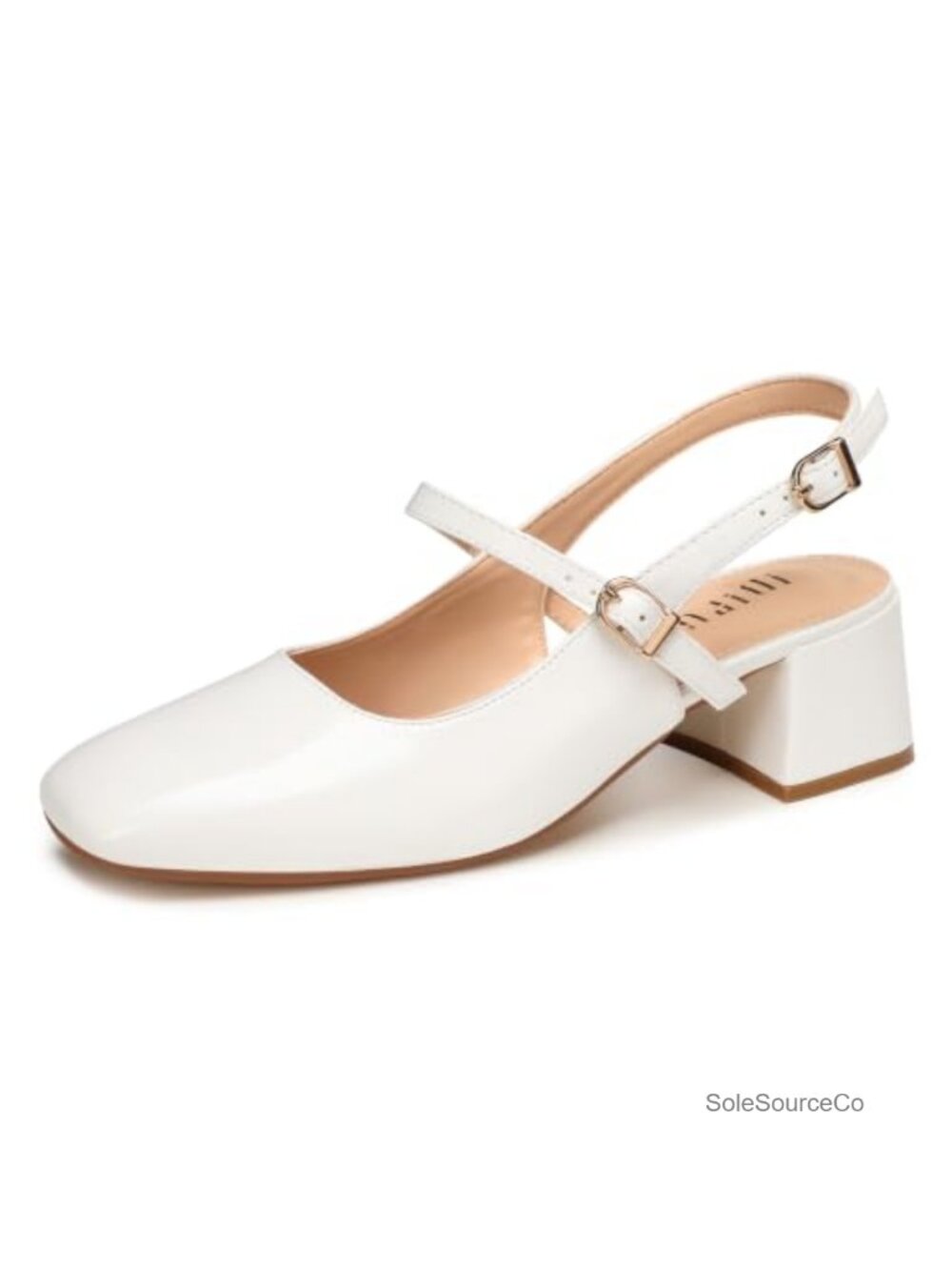 IDIFU Mary Jane Slingback Pumps Chunky Low Block Heel Square Toe Women's